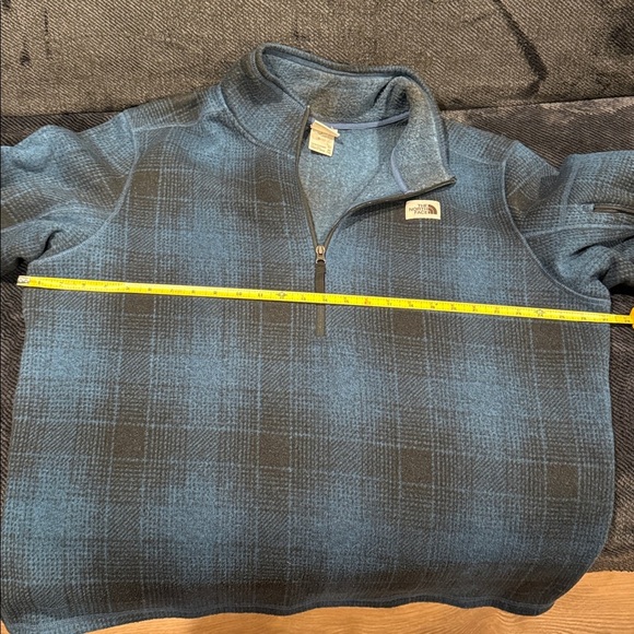 The North Face Men's 1/4 Zip Up Blue Plaid Sweater XXL - Picture 8 of 12